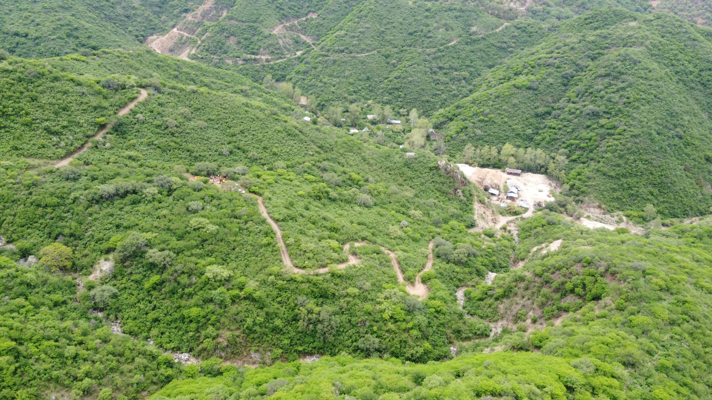 Aerial view of roads and mountainous terrain at Dios Padre